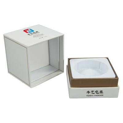 China Handmade Custom Painted White Rigid Paper Boxes Recyclable Cardboard Cosmetic Packaging For Cream Jar for sale