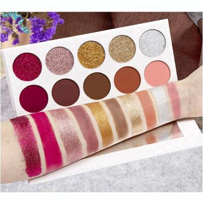 China Waterproof Makeup Kit Glitter Matte Eyeshadow OEM Private Label 10 Color Palette With Mirror for sale