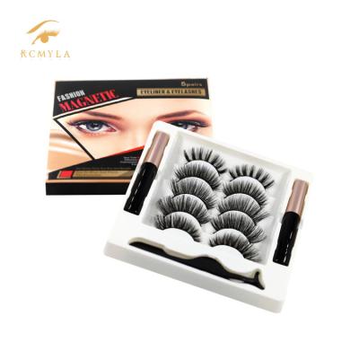 China Wholesale Light and Flexible Gold Silver Packaging Mink Lashes Silk 3D Eyelash 5 Pair Sets with Eyelash Tweezers for sale