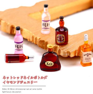 China Easy Apply 2022 Fun Mini XO Bottle Wine Whiskey Bottle DIY Luxury Nail Charms Nail Decoration for sale