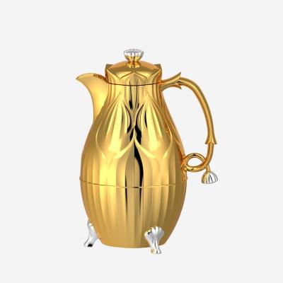 China PORTABLE Hot Sale Arabic Coffee Pot 600-1000ml New Arrival Mannequin Lotus Flower Shape With Gold Color Coffee Pot Set for sale