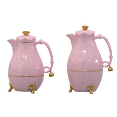 China PORTABLE Arabic coffee pot lotus shaped pink thermos pot luxury portable office drinking pot set for sale