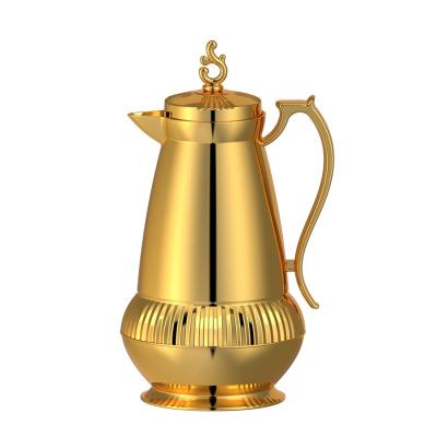 China PORTABLE New Products Coffee Ppt Holiday Party Thermos 1.0L Arabian Gold + Silver Portable Vacuum Kettle Household Thermos for sale