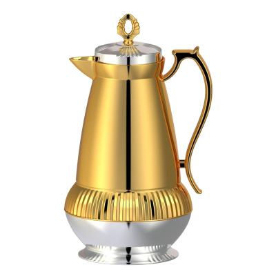 China PORTABLE New Products Arabic Coffee Pot 1.0L Gold + Silver Portable Kettle Holiday Party Vacuum Kettle Hot Gift for sale