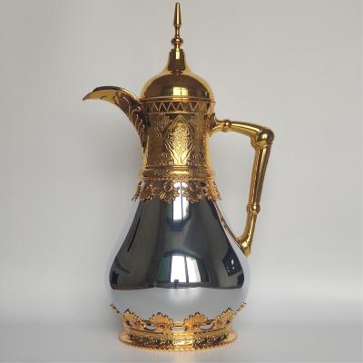 China PORTABLE Middle East Turkish Coffee Pot Embossed Design Portable Thermos Metal Coating High Quality Glass Kettle for sale