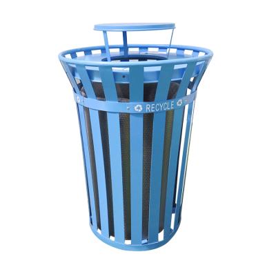 China Popular Viable In USA Furniture Manufacturer Public Street Round Trash Can Outdoor Garbage Bin for sale