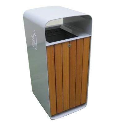 China Sustainable Outdoor Wooden Furniture Trash Can Large Steel Square Trash Can Customized Design Color Trash Can for sale