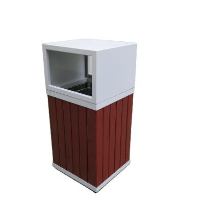 China Outdoor Sustainable Hot Selling Garbage Bin Garden Single Park Street Plastic Wooden Public Trash Bin for sale