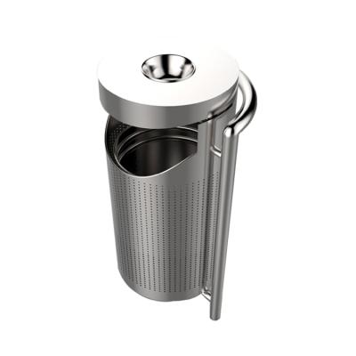 China Cover Rolling Type 316SS Outdoor Classic Trash Cans Pictures Outside Stainless Steel Pedal Trash Can With Ashtray zu verkaufen