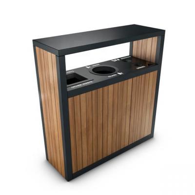 China Garden Viable Outdoor Steel Waste Bin Garbage Bin Garbage Bin Garbage Bin Wooden Outdoor Steel Trash Can for sale