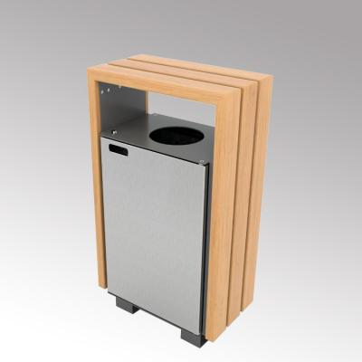 China Moden Trash Can Metal Wood Sustainable Steel Trash Can Decorate Trash Can Cover With Ashtray Trash Can for sale