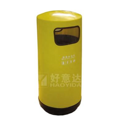 China Sustainable Outdoor Playground Customized Fiberglass Outdoor Commercial Recycling Yellow Rubbish Rubbish Bin With Logo for sale