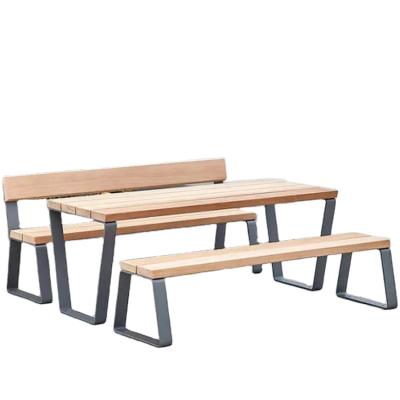 中国 Eco-friendly\UV Resistant\Water Proof\Weather Resistant Steel Frame Outdoor Table and Chair Set Wood Outdoor Dining Table and Bench 販売のため