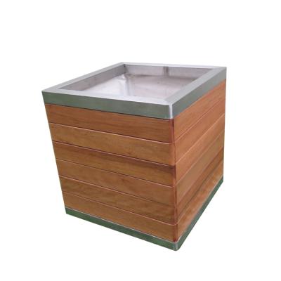 China Modern Decorative Large Plant Pot Camphor Stainless Steel Garden Wooden Flower Box Making for sale