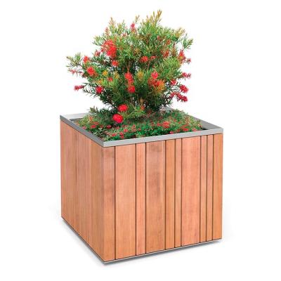 China Europe Rectangle Flower Pot Decorative Urban Outdoor Street Planter Wooden Planter for sale