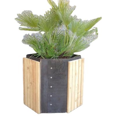 China Europe Flower Pot Decorative Public Corner Outdoor Street Planter Wood Planter for sale