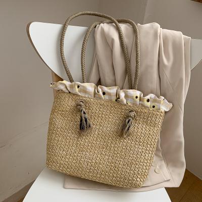 China Designer Luxury New Summer Bag Women's Straw Woven Tote Bag Ins Single Shoulder Large Capacity Bag for sale