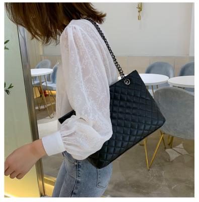 China Diamond Lattice Cheap Open Ladies Bags PU Check Leather Backpack Female Bucket Bags for sale