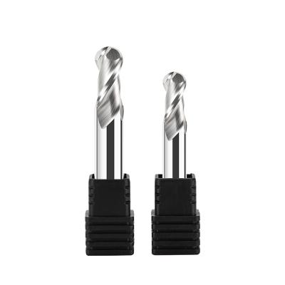 China Carbide Tungsten Steel CNC Milling Cutters 2/4 Flutes Ball Nose End Mill For High Hardness Metal HRC45/55/60 for sale