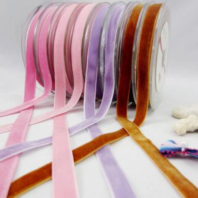 China Nylon Stretch Velvet Ribbon with width 5mm to 50mm Single Sided Elastic Velvet Ribbon for Stretch Wear for sale