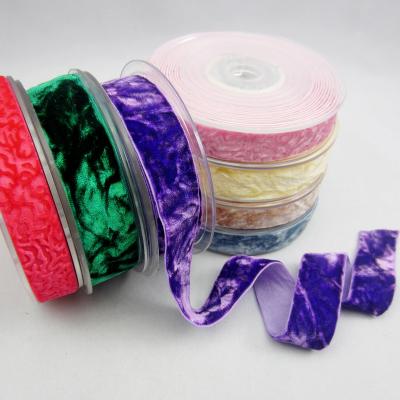 China Pattern Embossed Silk Velvet Ribbon for Decorative Stretch Velvet Ribbon for Fashion Apparel for sale