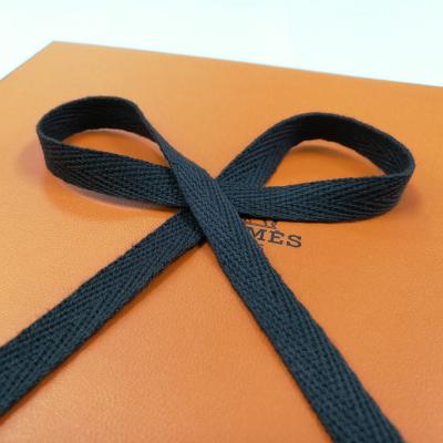 China Luxury Gift Bag Herringbone Ribbon Handles 100% Cotton Black Ribbon Tape Herringbone Twill Fabric for sale