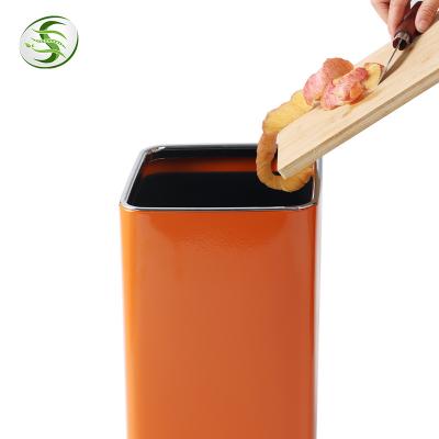 China Durable Stainless Steel Indoor Metal Trash Bin Open Top Trash Can for sale