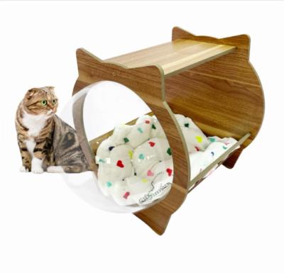 China Spaceship Alpha, Sustainable Warm and Comfortable Pet Bed for Cat Designed and Modern Cat House, Wooden Cat Furniture for sale