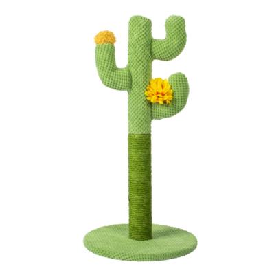 China Sustainable Cat Scratching Post, Green Cactus Scratching Post with Sisal Rope Pet Cat Crawl Toy for sale