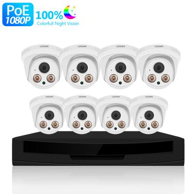 China Newest NIGHT VISION 8 POE IP Camera Dome NVR With 8 Connections 1080p POE NVR Kit 8CH Security CCTV Camera System for sale