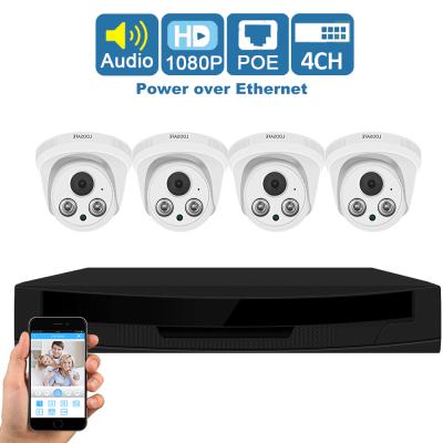 China Cheap NIGHT VISION 4 Channels 2 Megapixel Dome POE Camera Security System Onvif IP CCTV Cam Kits 4CH POE NVR Kit 2MP for sale