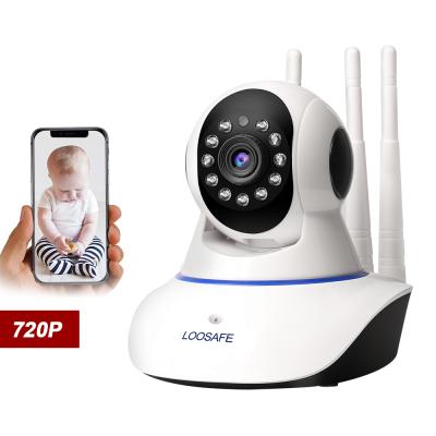 China Indoor Wireless NIGHT VISION Home Security Baby Monitor HD 720P Rotating 360 Degree Smart WiFi PTZ IP Camera V380 3 Antennas for sale