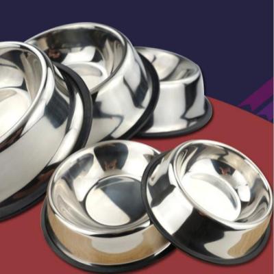 China Sustainable Pet Supplier Anti Slip Metal Dog Rolls Thicker Pet Water Bowl Stainless Steel Pet Bowls for sale