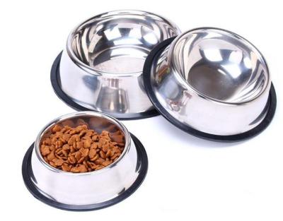 China Sustainable Pet Bowls Two-size Feeder Durable Metal Dog Bowls Custom Logo Stainless Steel Bowls for sale