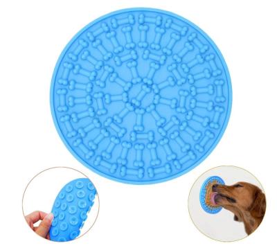 China Sustainable Pet Food Grade Silicone Licking Pad Dog Lick Mat Slow Food Bowl Dog Bathroom Licking Pad Dish Mat for sale