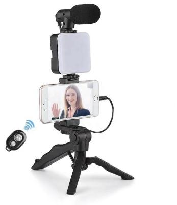 China Mini Vlog Beginners Smartphone Phone Video Kit, Led Lightweight Microphone Tripod Hands Free Blog Camera Travel Video Lighting Kit for sale