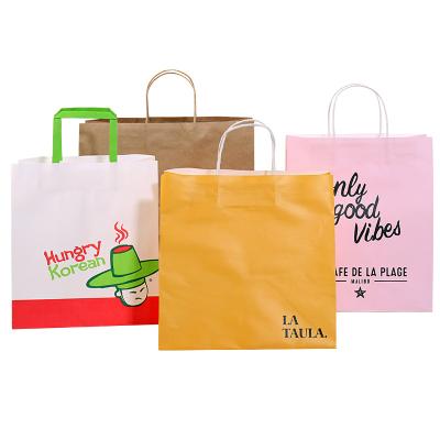 China Factory Brown Paper Bag Recyclable Custom Packaging Paper Bag With Handle Logo Printed Kraft Paper Bag for sale