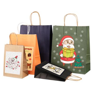 China Recyclable Recyclable Kraft Paper Bag With Your Own Logo Custom Christmas Shopping Paper Suitcase With Handle for sale