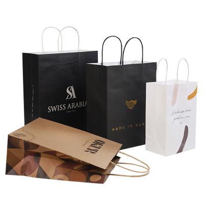 China Recyclable custom your own logo design brown kraft paper bag food with handle cheap price shopping bag for sale