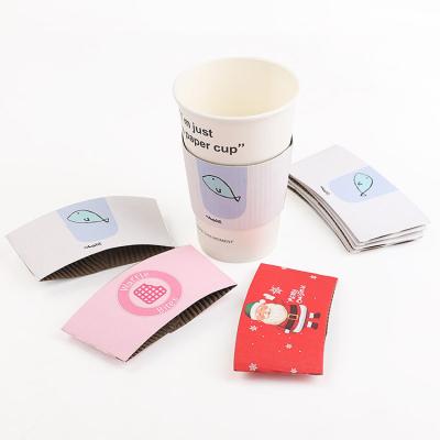 China New Fashion Color Print Paper Coffee Cup Biodegradable Custom Paper Sleeve For Cafe for sale