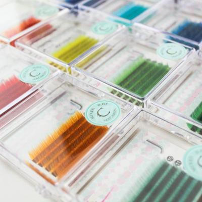 China Korean PBT Bestselling 0.07 B 11mm Color False Mink Eyelash Rainbow Lashes Colorful Mix Color Eyelashes Eyelash Extension for sale