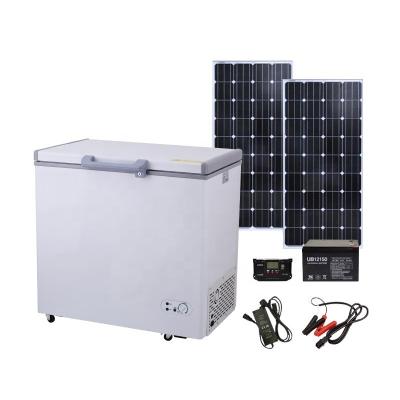 China Hotel 209L Commercial Chest 24V Refrigerator Large Capacity DC Compressor Solar Powered Deep Freezer Refrigerator for sale