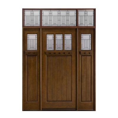 China European wooden interior exterior with glass wooden entrance arch main door design for sale