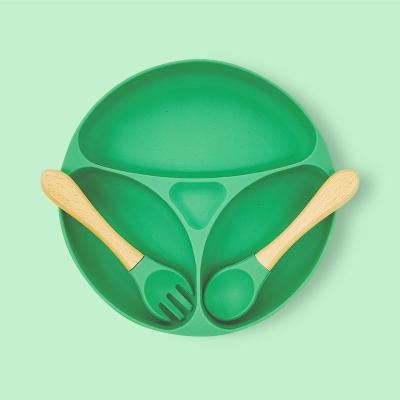 China All-in-one American style children's silicone dinnerware set baby food grade silicone waterproof bib anti-slip for sale