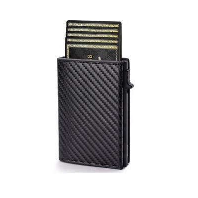 China Newest Fashion Bogia RFID Businessman Credit Card Pop Up Wallet Metal Carbon Fiber RFID Card Holder for sale