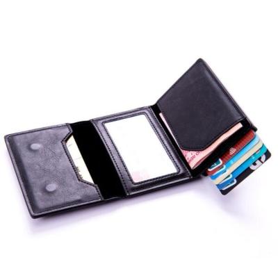 China RFID Blocking Card Holder Custom Logo Pop Up Wallet Credit Card ID Card Cash Storage Pocket Wallet RFID Blocking Card Holder for sale