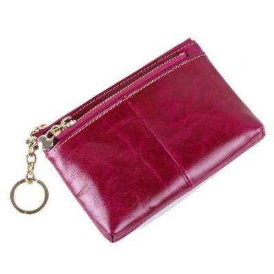 China Custom Logo Card Holder Purse Waterproof Fashion Ladies Leather Coin Purse With Zipper Key Chain for sale