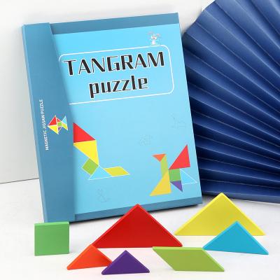 China Wooden board game ready to ship factory direct sales hot sale children's puzzle magnetic tangram educational wooden toy book creative for sale