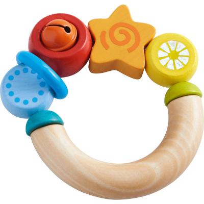 China Hot Selling Infant Toys Amazon Toy Wooden Grasping Star With Movable Plastic Ring And Bell Fine Motor Skill Infant Toys for sale