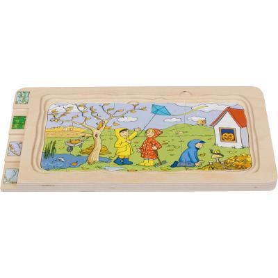 China Puzzle Toys Custom Top Quality Wooden Layer Puzzle 4 Seasons 32 Pieces Puzzle Toys for sale